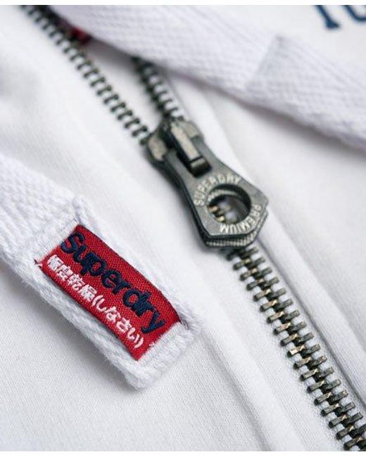 Superdry White Track & Field Lite Zip Hoodie Optic for men
