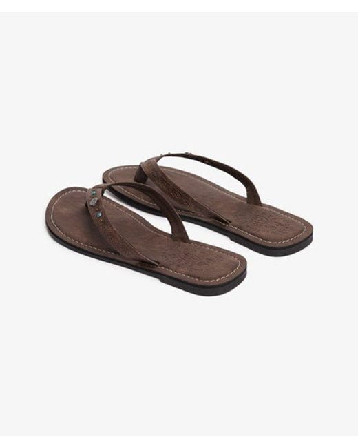 Superdry White & Co Faux Leather Embossed Flip Flops
