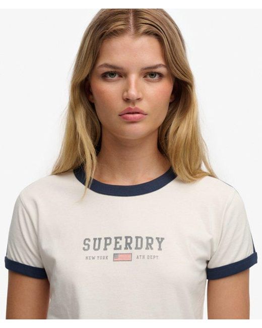 Superdry Blue & Co Athletic Essentials Graphic Ringer T-shirt