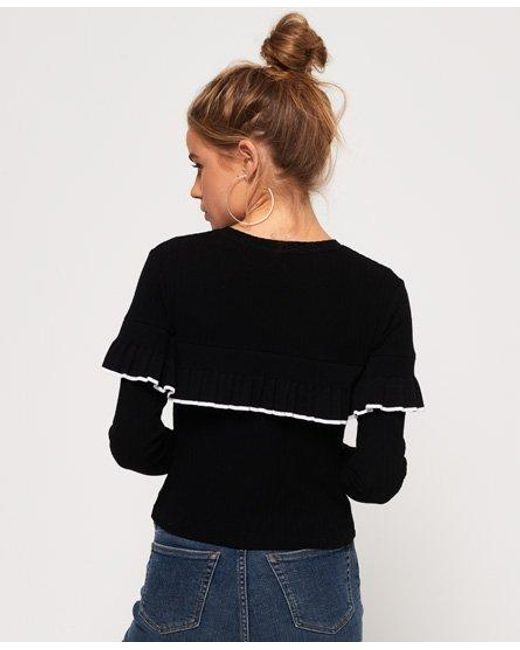 Superdry Black Cinci Ruffle Top Fade
