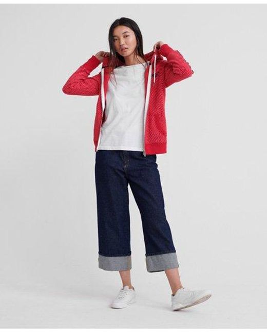 Superdry Red All Over Print Zip Hoodie Nautical
