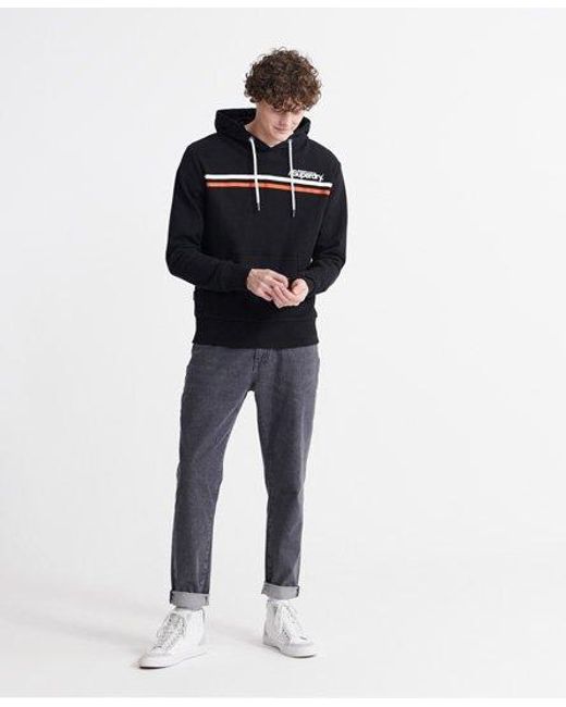 Superdry Blue Core Logo Sport Stripe Loopback Hoodie for men
