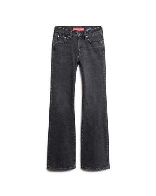 Superdry Slimfit Jeans Met Middelhoge Taille En Wijduitlopende Pijpen in het Blue
