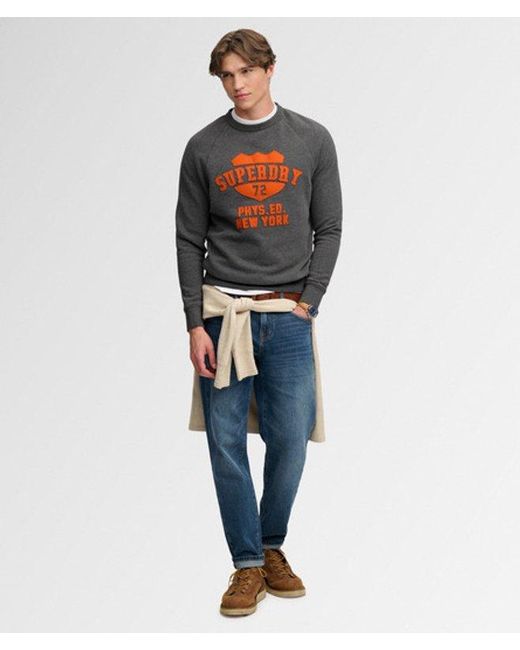 Superdry Gray & Co Athletic Felt Applique Crew Neck Sweatshirt for men