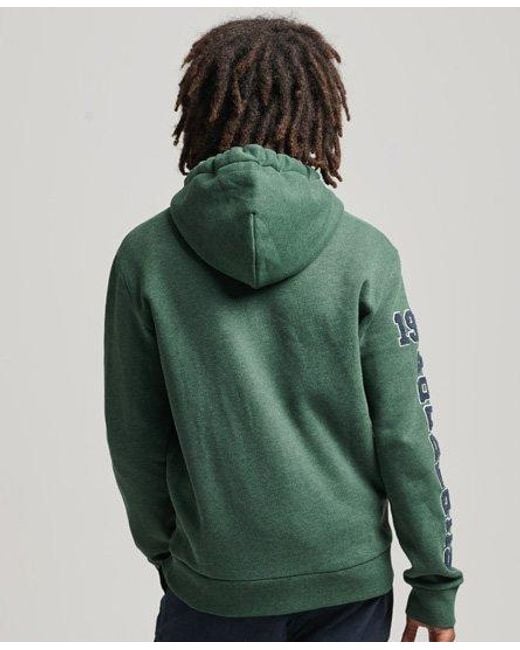 Superdry Green Vintage Script Style College Hoodie Enamel Marl for men