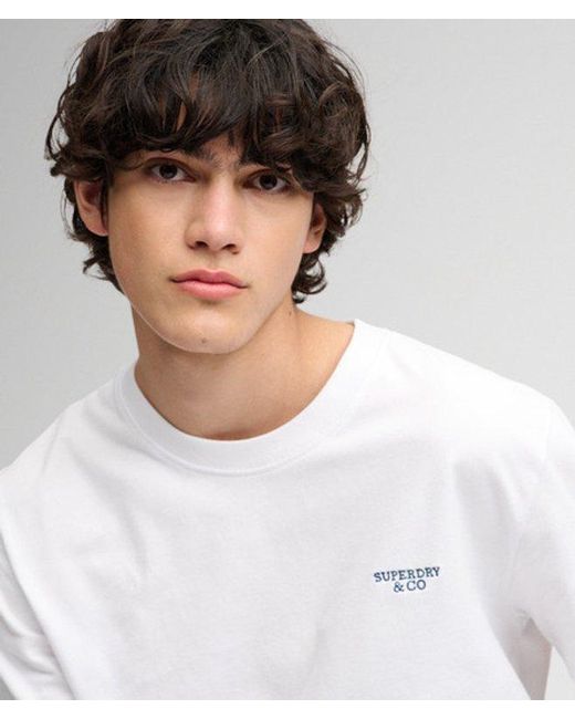 Superdry White & Co Essential Stacked Logo Embroidered T-shirt for men