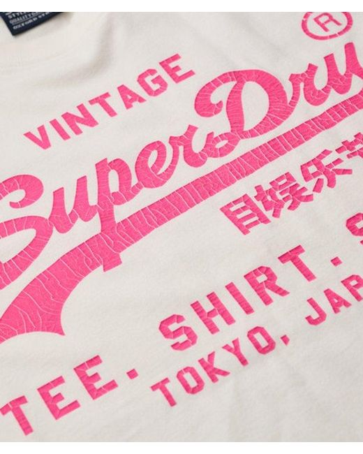 Superdry Pink & Co Neon Vintage Logo Graphic T-shirt for men