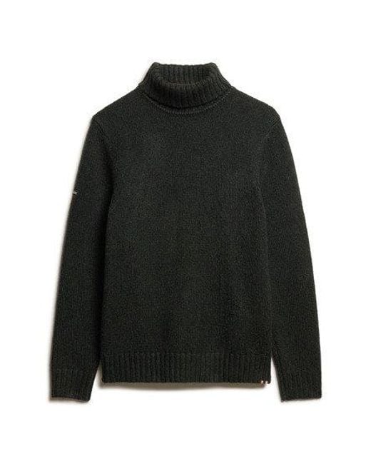 Superdry Black Brushed Roll Neck Jumper for men