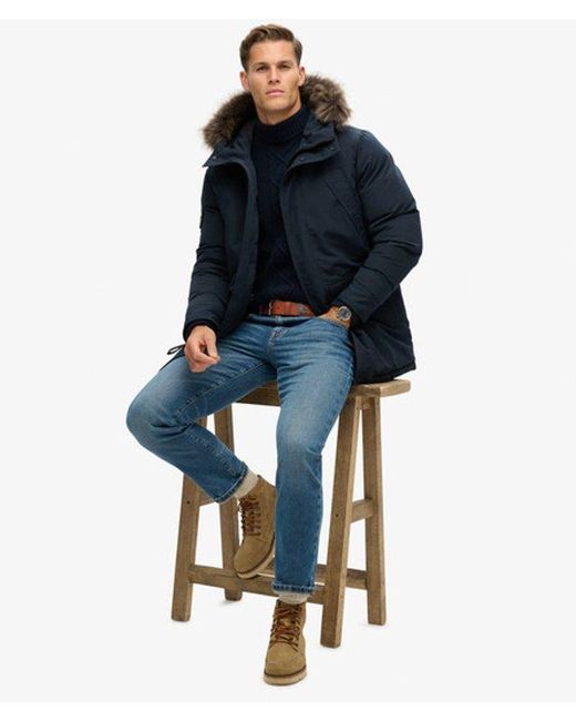 Superdry Blue & Co Everest Faux Fur Parka Jacket for men