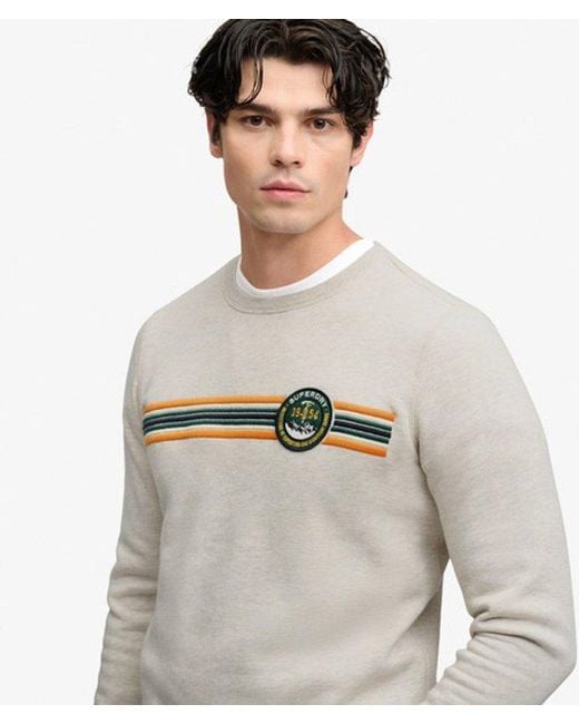 Superdry White Outdoor Stripe Logo Relaxed Sweatshirt for men
