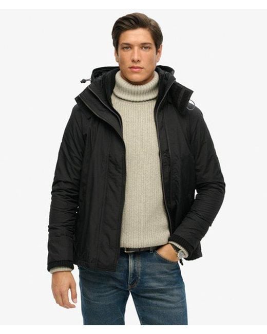 Superdry Black Pop Zip Hood Arctic Sd-Windcheater Jacket for men