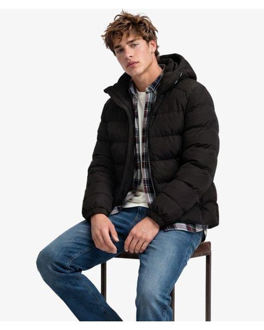 Superdry Black & Co Hooded Sports Puffer Jacket for men