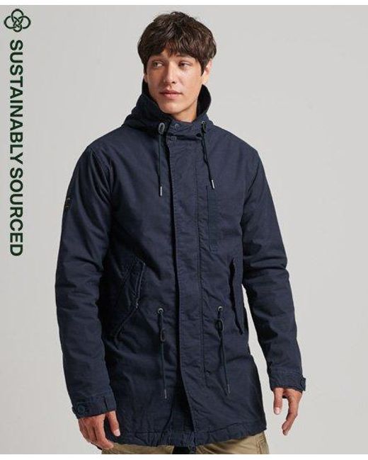Superdry Blue Military Fishtail Parka Jacket Eclipse for men