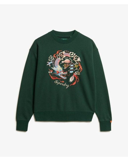 Superdry Green & Co Suika Embroidered Loose Crew Sweatshirt