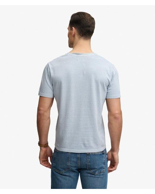 Superdry Blue & Co Classic Cotton Linen V-neckline T-shirt for men