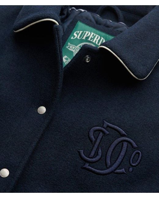 Superdry Blue Country Club Wool Bomber Jacket