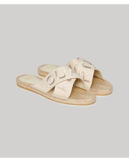 Superdry Metallic & Co Espadrille Cross Strap Sliders