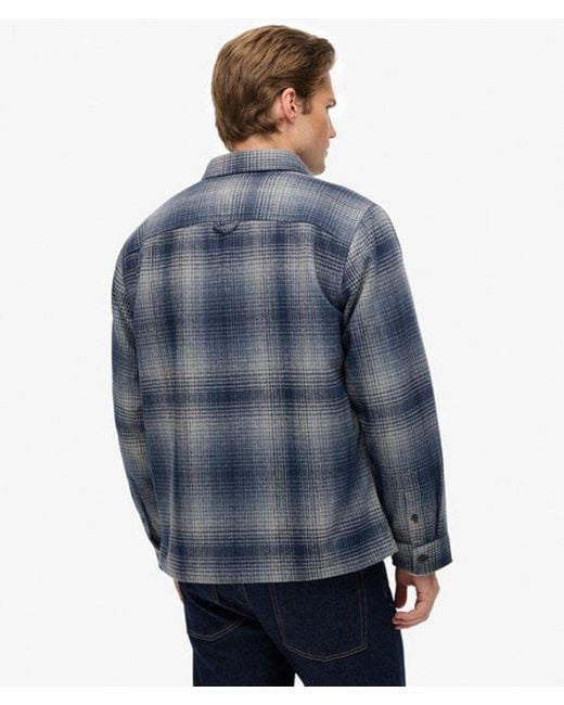 Superdry Blue Wool Miller Overshirt for men