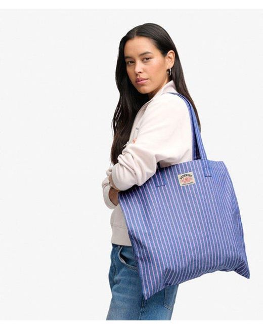 Superdry Blue & Co Oxford Stripe Tote Bag