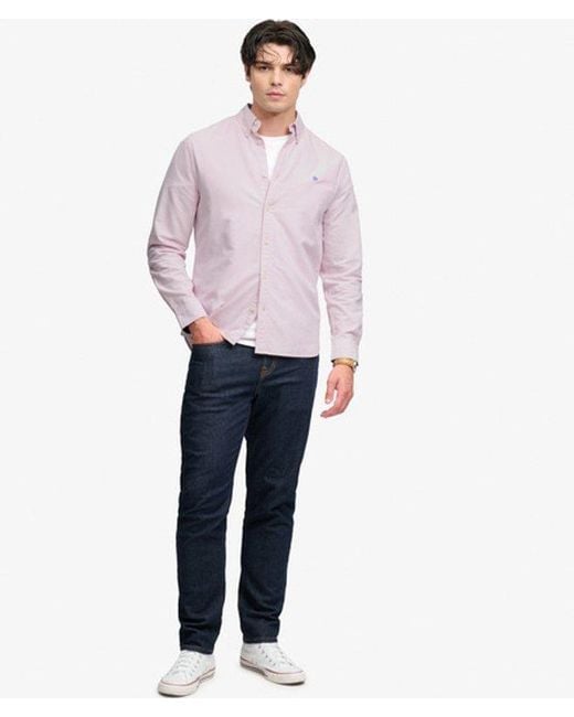 Superdry Purple Preppy Oxford Long Sleeve Shirt for men