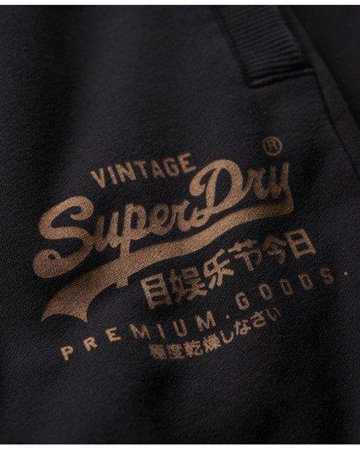 Superdry Black Classic Vintage Logo Heritage joggers for men