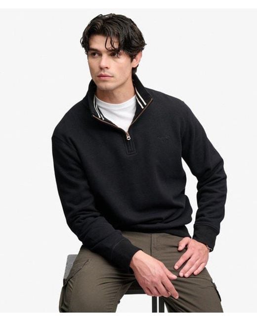 Superdry Black & Co Essential Serif Logo Half Zip Sweatshirt for men