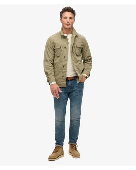 Superdry Green Cotton Fully Lined Military Overshirt Jacket for men