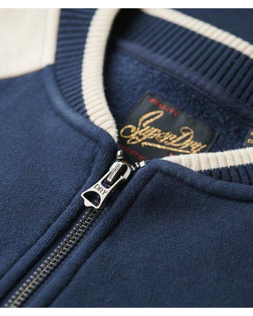 Superdry Blue & Co College Script Graphic Jersey Bomber Jacket