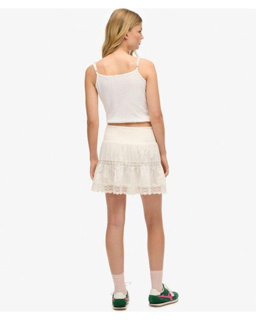Superdry Natural & Co Ladies Loose Fit Textured Ibiza Lace Mix Mini Skirt