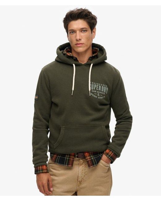 Superdry Green & Co Machined Goods Workwear Hoodie for men