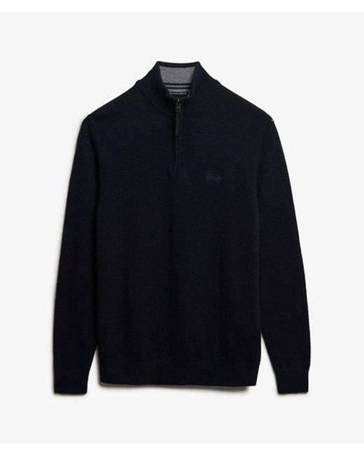 Superdry Blue & Co Wool Blend Half Zip Jumper for men