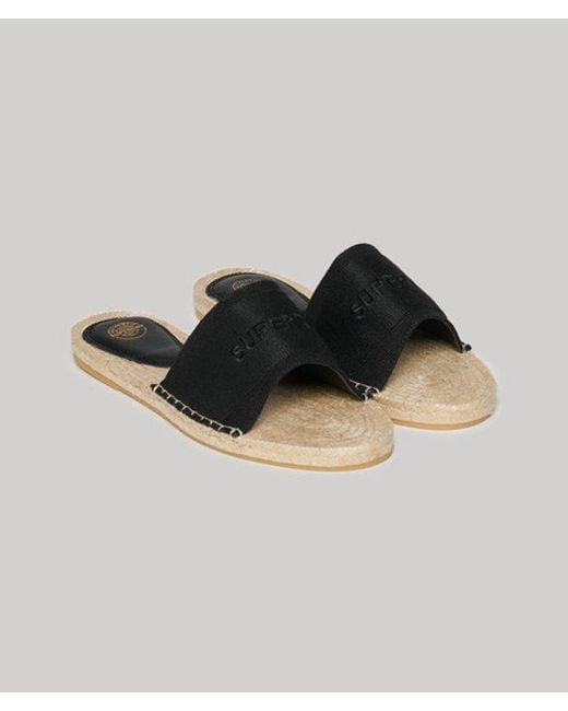 Superdry Brown & Co Canvas Espadrille Overlay Sliders