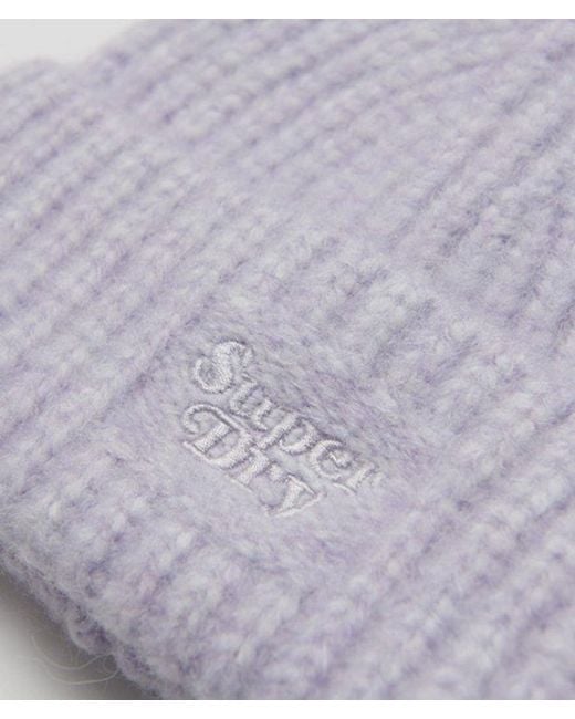 Superdry Purple & Co Rib Knit Beanie Hat