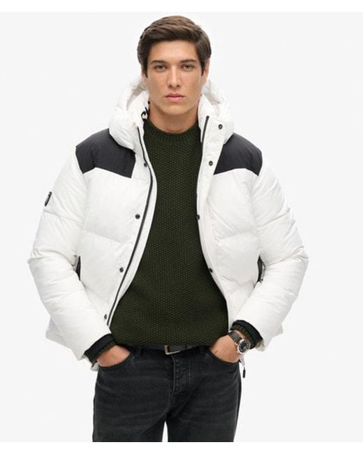 Superdry White & Co Hooded Box Quilt Puffer Jacket for men