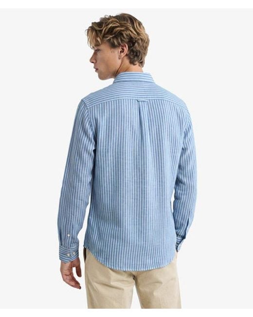 Superdry Blue & Co Riviera Long Sleeve Linen Shirt for men