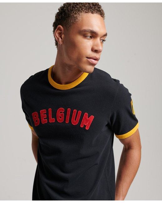 Superdry Ringspun Football Belgium T-shirt Black / Jet Black for Men | Lyst