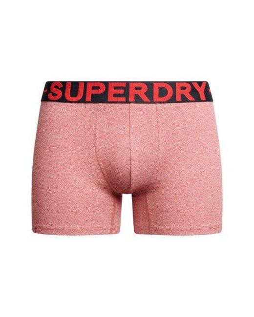 Superdry Red Organic Cotton Boxer Triple Pack for men