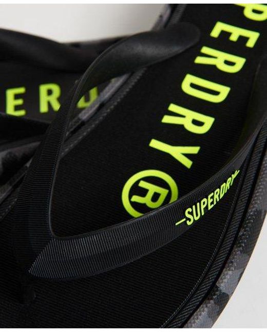 Superdry Black Surplus Goods Flip Flops Marble Camo/Acid for men