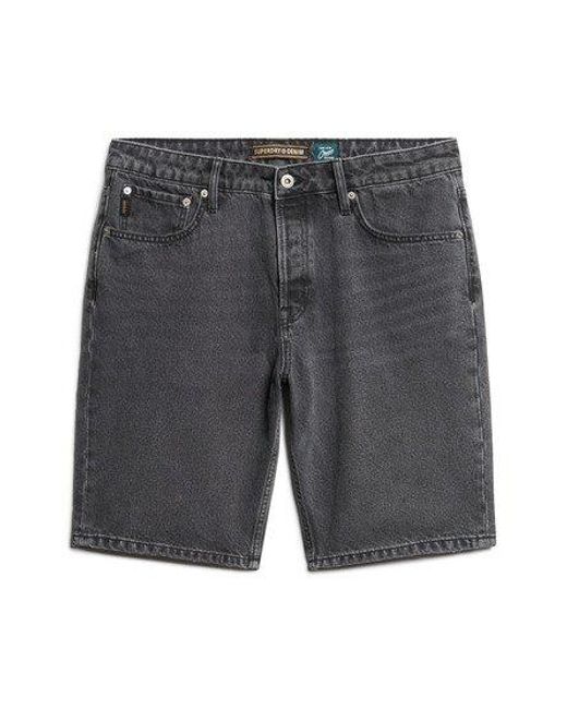 Superdry Blue Straight Denim Shorts for men