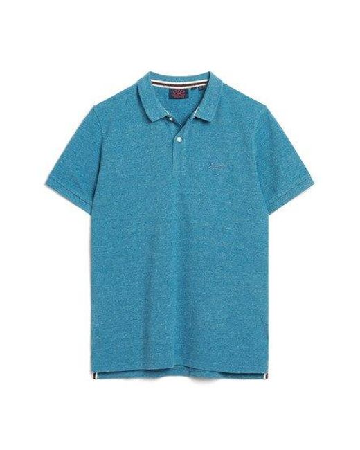 Superdry Blue Classic Pique Polo Shirt for men