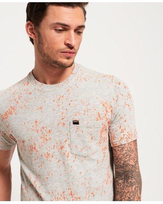 Superdry White Tropics Longline T-Shirt Marl Splatter for men