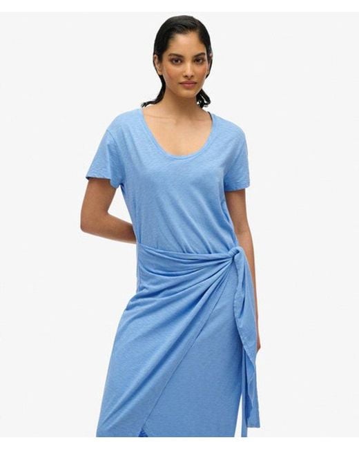Superdry Blue & Co Slub Midi Wrap Dress