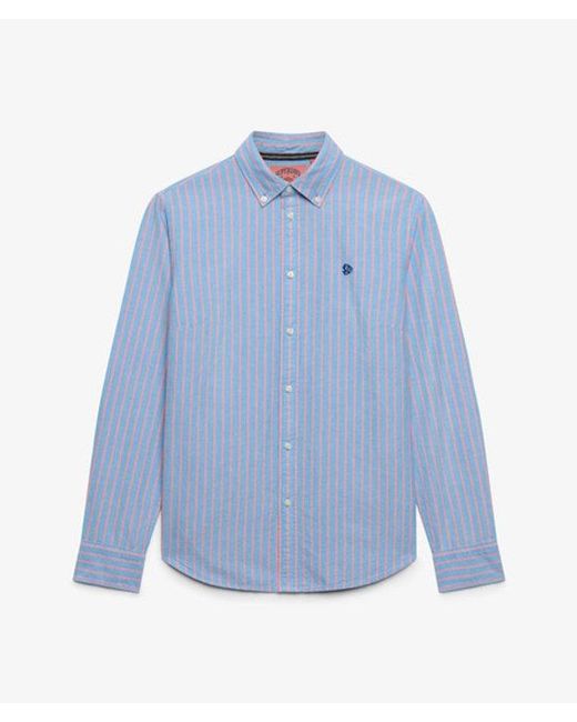 Superdry Oxford Overhemd Met Lange Mouwen Slanke Pasvorm in het Blue
