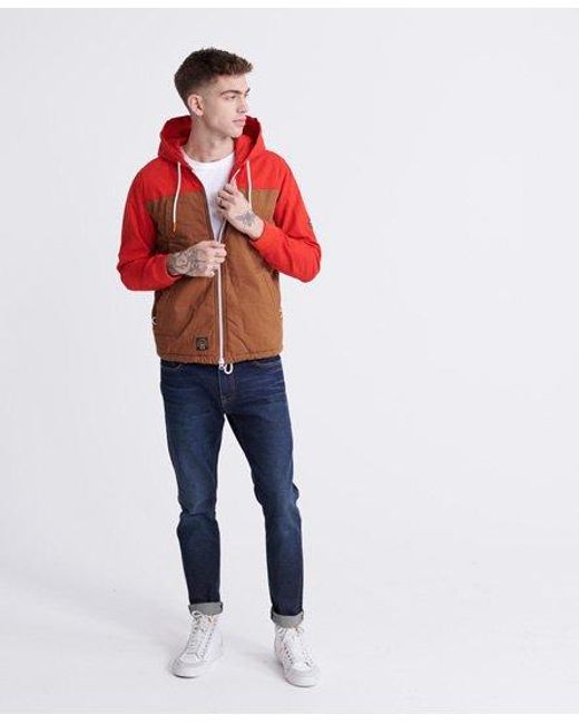Superdry Red Hooded Worker Jacket Moorside/Tobacco for men