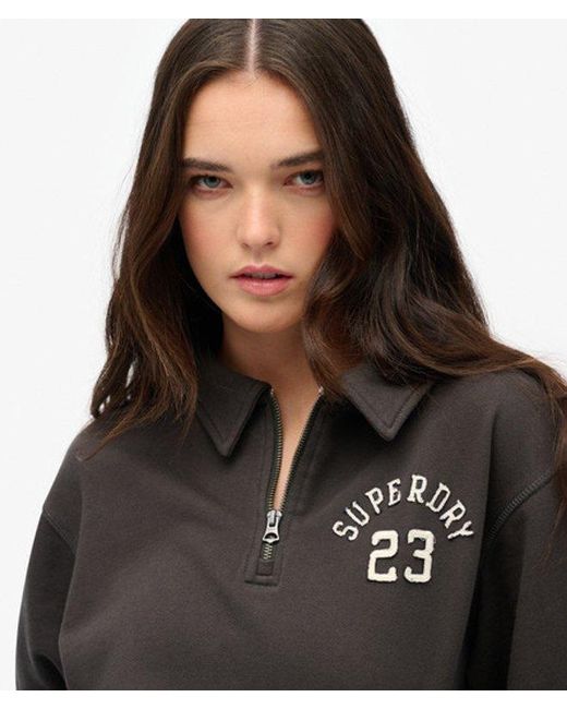 Superdry Athletic Essentials Met Halve Rits En Kraag in het Black