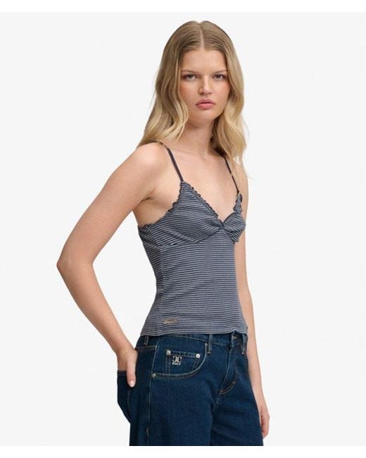 Superdry Blue & Co Athletic Essentials V-neck Waffle Cami Top