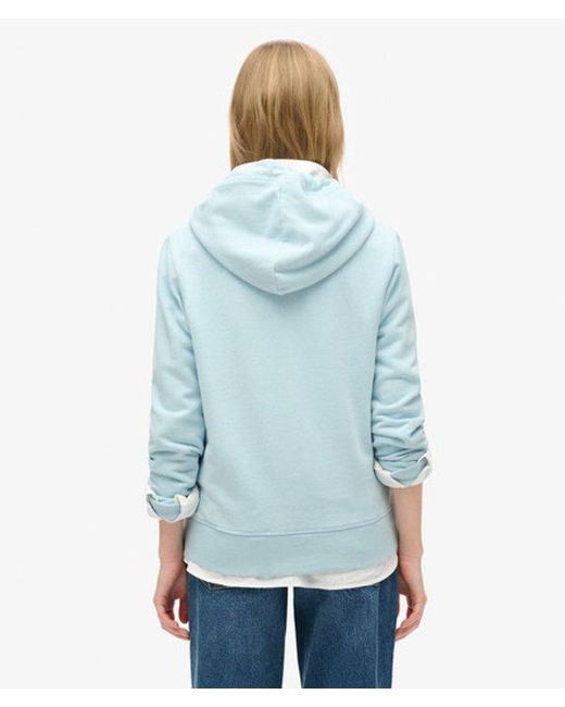 Superdry Blue Essential Logo Half Brushed Zip Hoodie