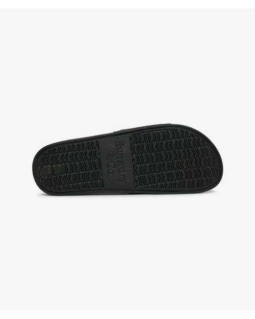 Superdry Black & Co Company Logo High Build Sliders for men