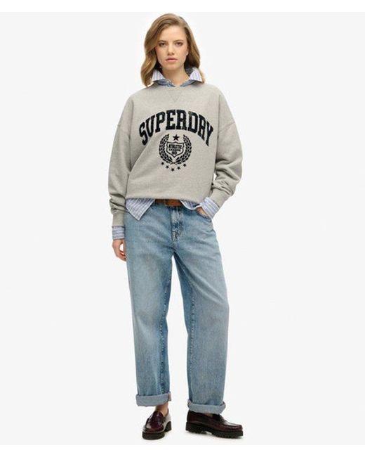 Superdry Gray & Co Athletic Relaxed Flock Sweatshirt