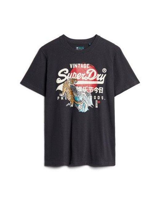 Superdry Black Tokyo Graphic T Shirt for men